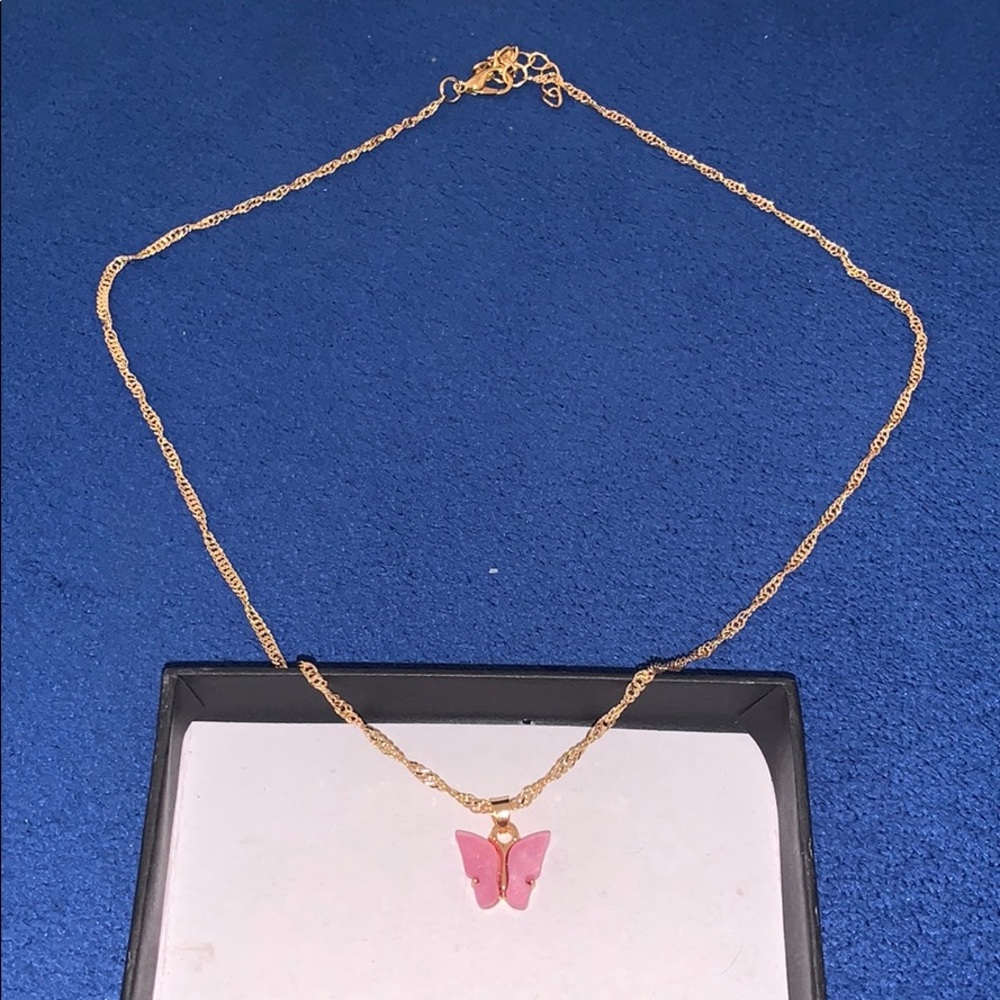 Pink Butterfly Necklace